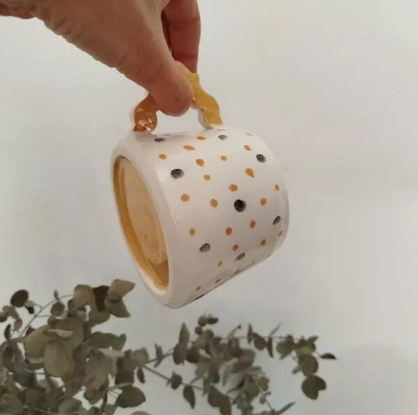 Tazas hechas a mano, tazón blanco con estampados coloridos para desayunos, regalo pareja, cerámica slow, regalo boda,aniversario (copia)