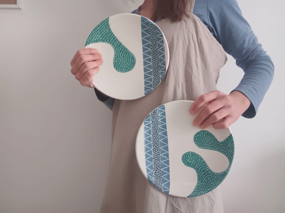 Geométricos y abstractos platos hondos modelados y decorados a mano, inspirados en la naturaleza, platos diseños modernos para pasta y sopas - Imagen 5