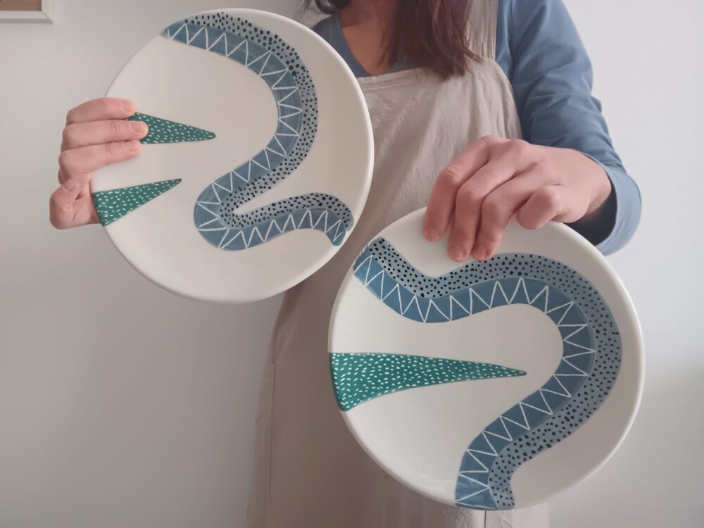 Geométricos y abstractos platos hondos modelados y decorados a mano, inspirados en la naturaleza, platos diseños modernos para pasta y sopas - Imagen 6
