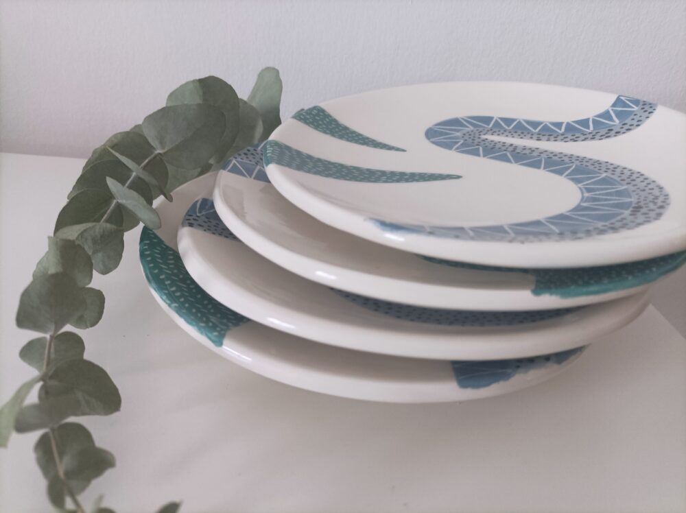 Geométricos y abstractos platos hondos modelados y decorados a mano, inspirados en la naturaleza, platos diseños modernos para pasta y sopas - Imagen 10