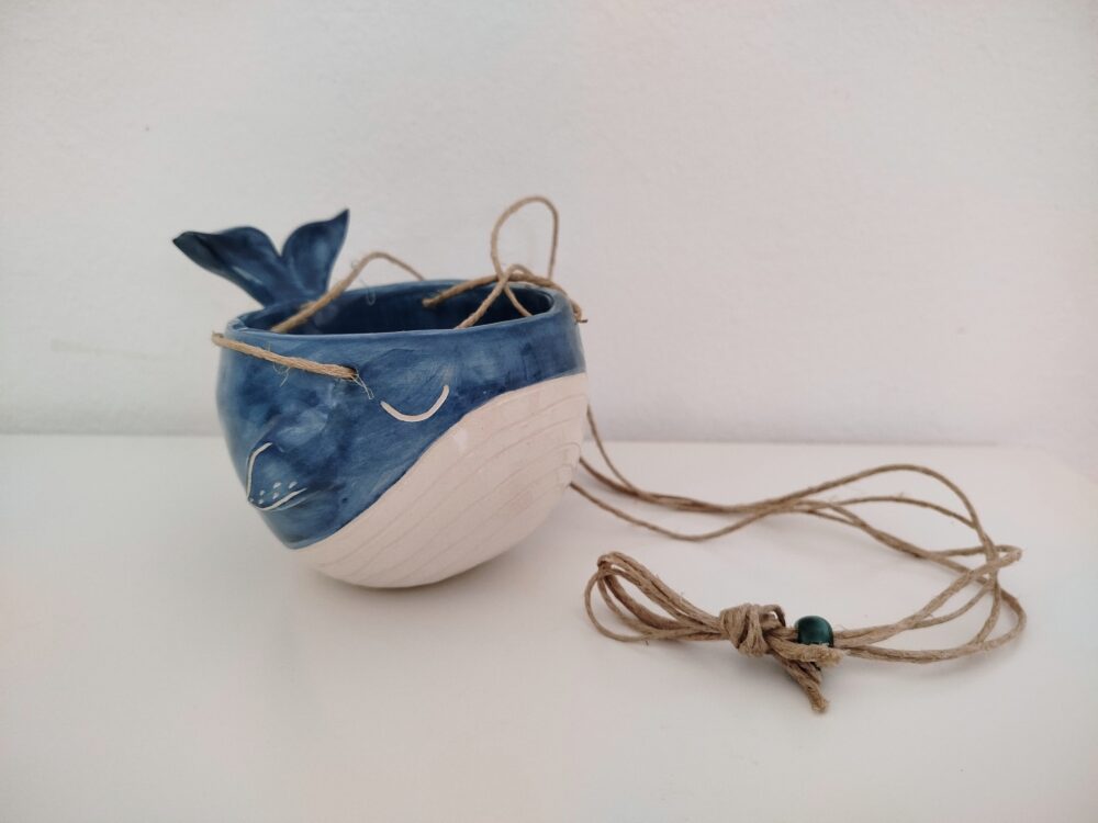 Maceta colgante ballena, mecetero colgante marino, maceta azul colgante, maceta interior con drenaje, maceta tillandsias, cactús, suculentas - Imagen 8