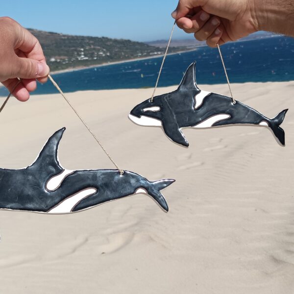 Orca de cerámica colgante — decoración de pared inspirada en Estrecho de Gibraltar