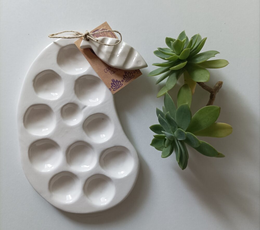 Paleta para mezclar colores de cerámica, paleta para acuarelas, apoya-pinceles, set para acuarelas, accesorios pintura, regalo para pintor - Imagen 4